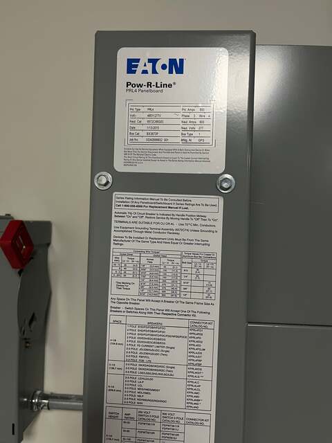 800 Amp. Eaton #PRL4, Pow-R-Line Distribution Panelboard, 480Y/277 Volts, 3 Phase 4 Wire, 65k AIC - Image 3