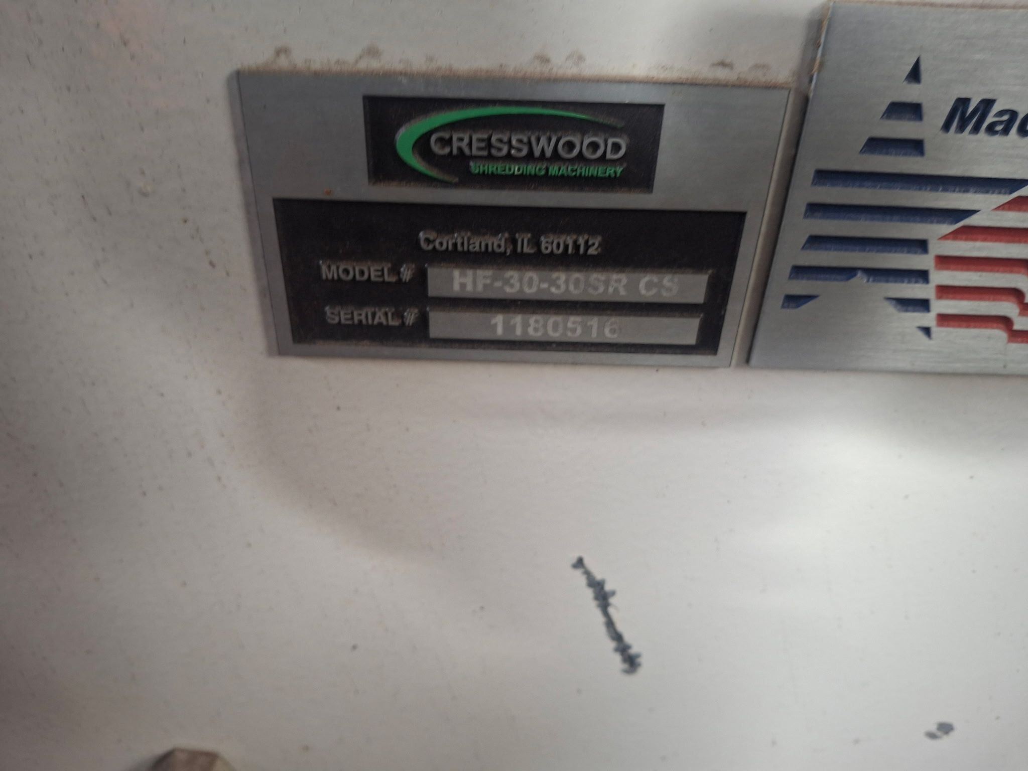 Cresswood #HF30-30SR shredder, 30' x 30", 20 HP, 10" rotor - Image 4