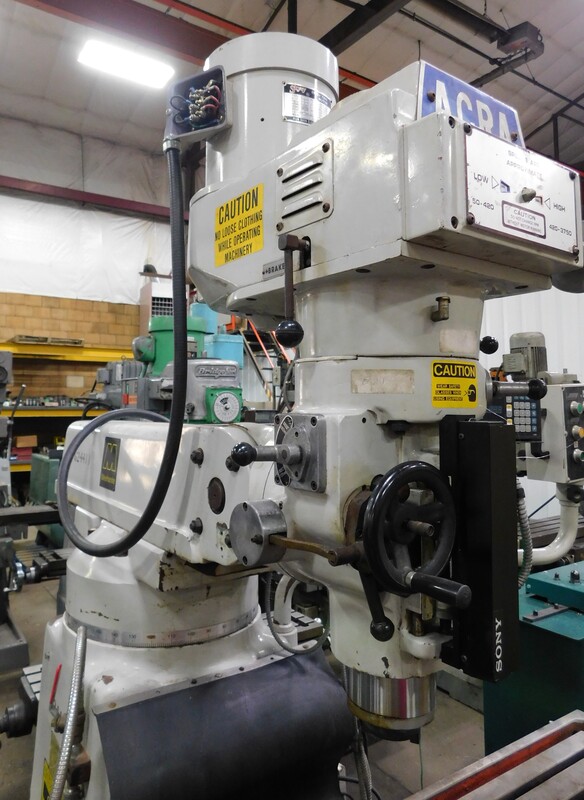 Acra HD #AM5V, vertical mill, 12.5" x 58" table, 5 HP, 15.5" X, 42" Y, 16" Z, Sony 3-Axis digital read out - Image 3