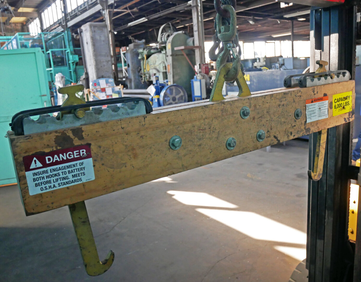 3 Ton, BHS #6, Battery Lifting Beam w/ Fork Attachment, 45" L x 5" W - Image 7