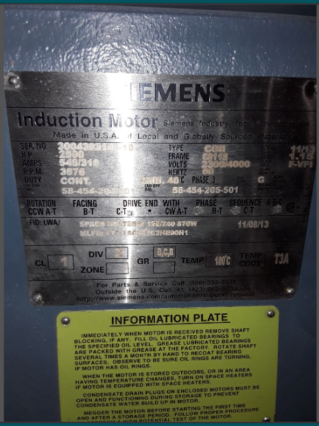 2500 HP 3576 RPM Siemen, CG11, Frame 6811S, 2300/4000 Volts, 2013 - Image 3
