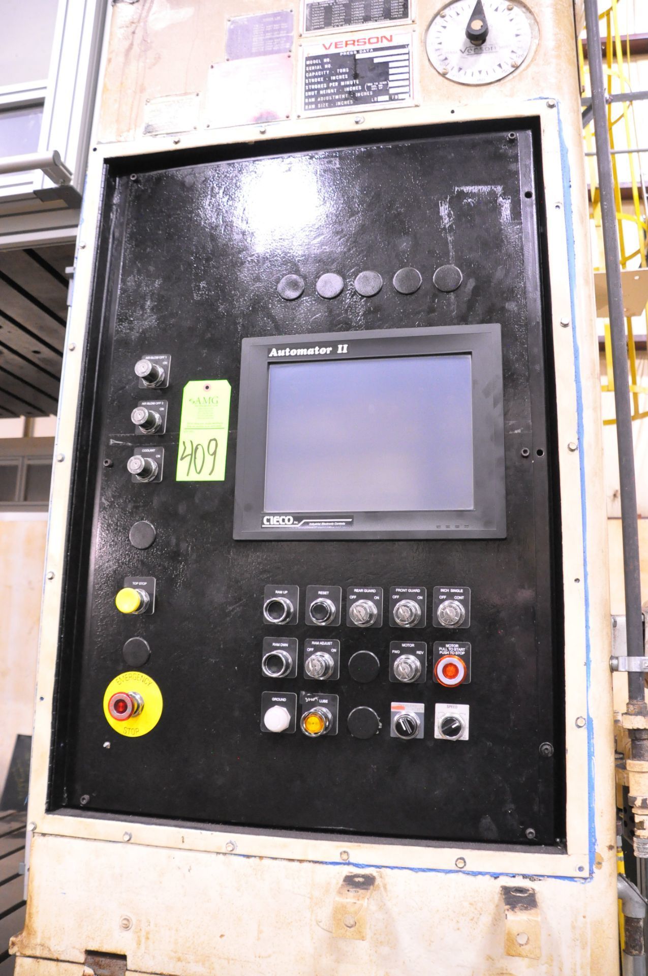 800 Ton, Verson #SE2-800-108-60T, straight side double crank, 16" stroke, 39" Shut Height, 12" adj., 108" - Image 5