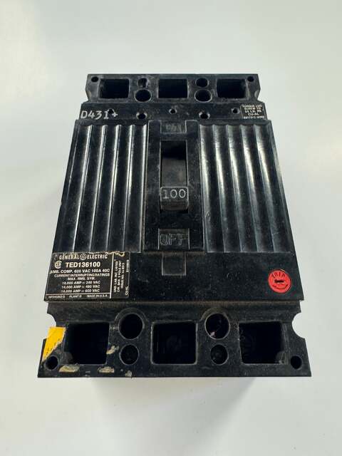 General Electric Molded Case Circuit Breaker TED136100 600V - Image 1