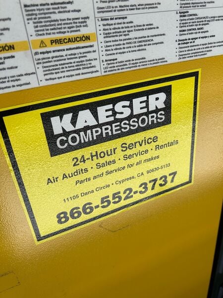 174 cfm, 125 psi, Kaeser #SFC-30S, Rotary Screw Air Compressor, 40 HP, 3000 RPM, 230 psi refrigeration dryer - Image 2