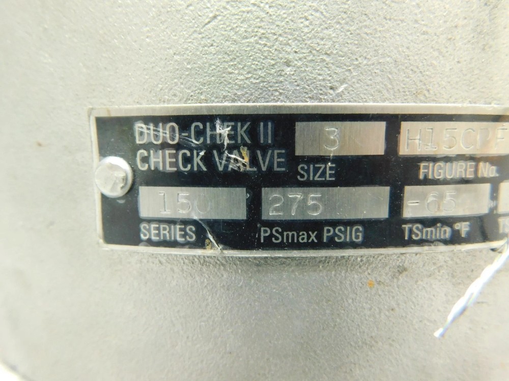 3" Crane #Duo-Chek-II, Check Valve, H15CPF1-9, Stainless, CF8M 316, unused - Image 2