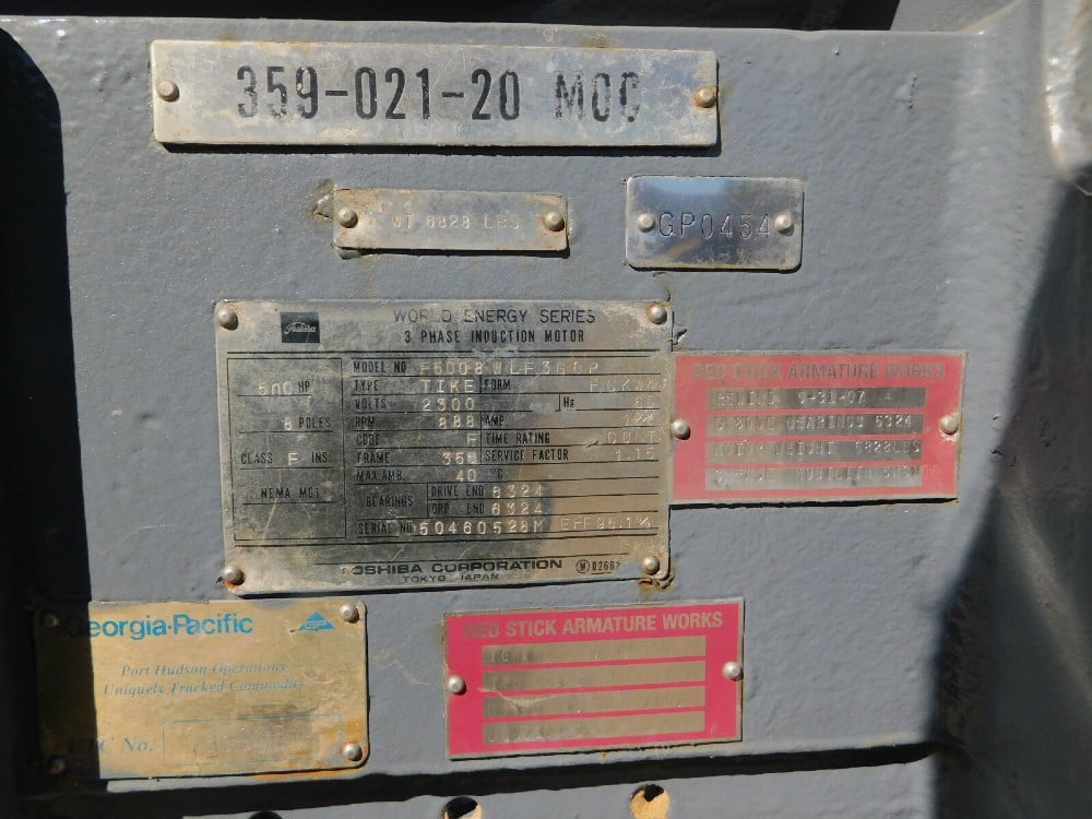500 HP 888 RPM Toshiba, Frame 355, 2300 Volts, TIKE Type - Image 6