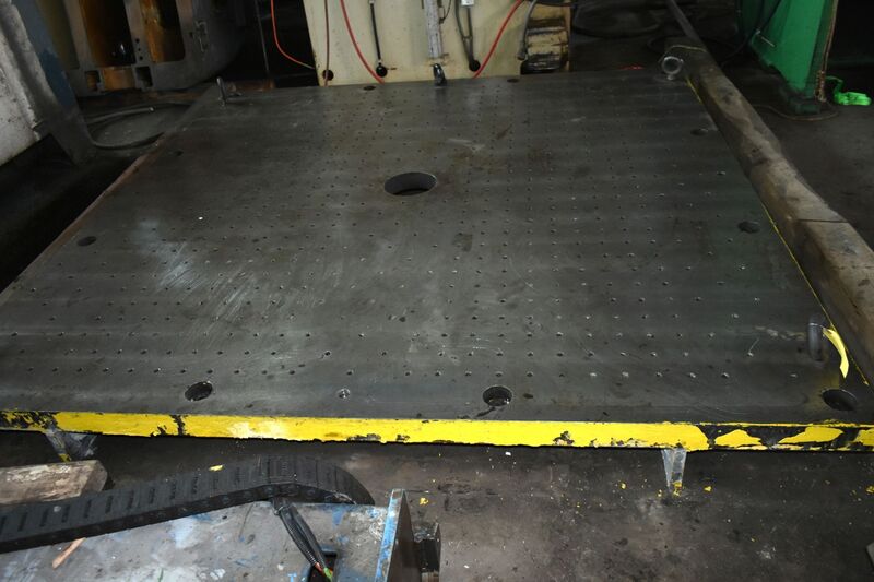 96" x 96" x 9" Floor plate layout table, drilled & tapped, 8" center hole - Image 1