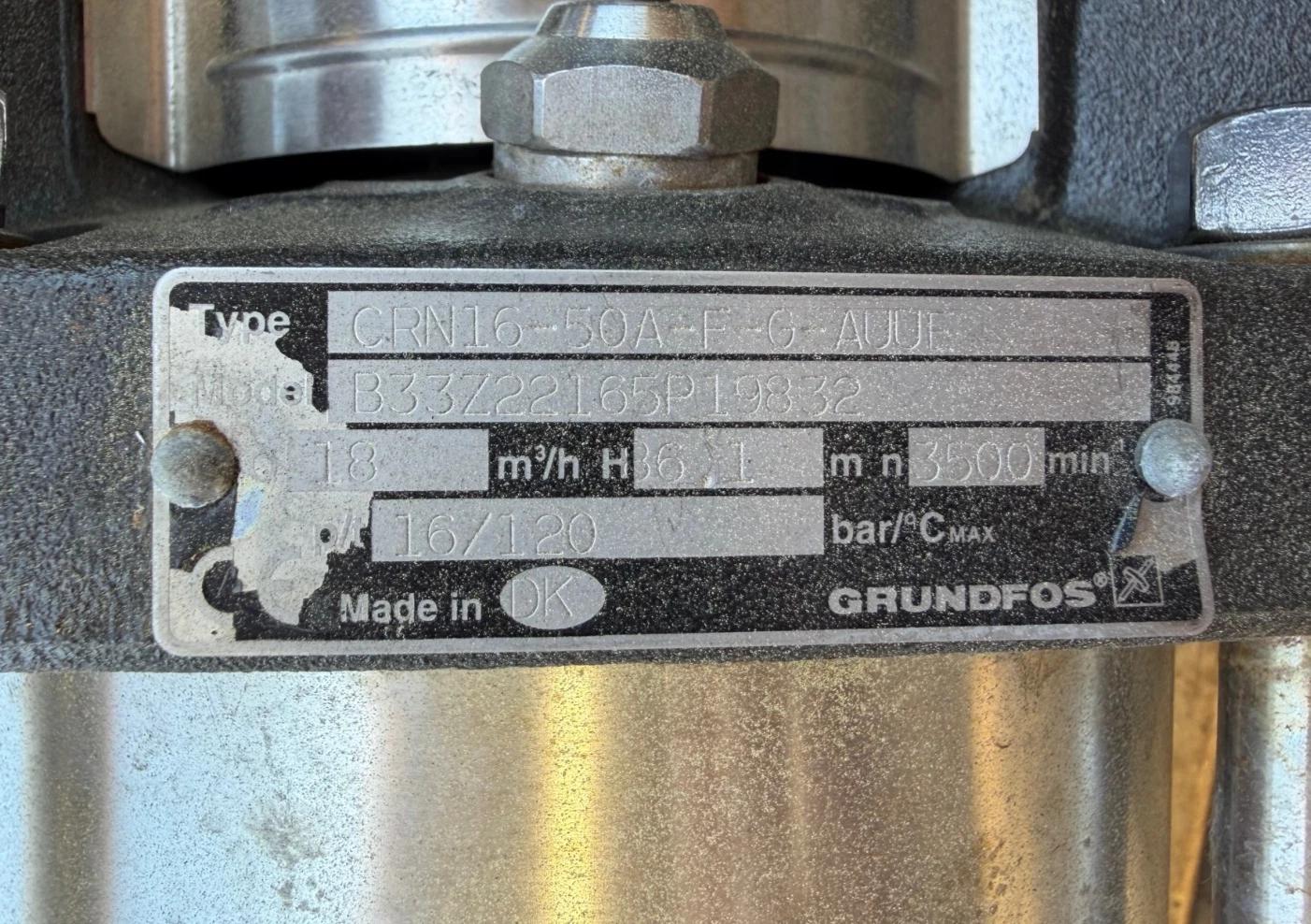 79 GPM @ 200' TDH, Grundfos #CRN16-50A-F-G-AUUF, Vertical Multistage Centrifugal Pump, 7.5 HP Baldor motor - Image 3