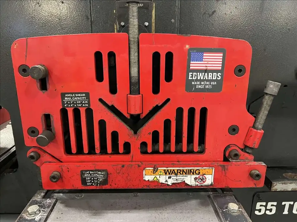 4" x 4" x 1/4" Edwards, heavy duty ironworker, 55 ton, 1.25" stroke, 7" throat, 5 HP, 2018 - Image 4