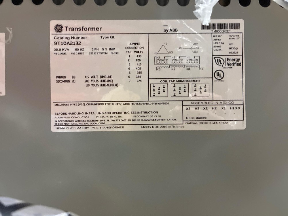 30 KVA 415 Delta Primary, 208Y/120 Secondary, 3 phase, Dry Type Transformer, Ready To Ship, New - Image 3