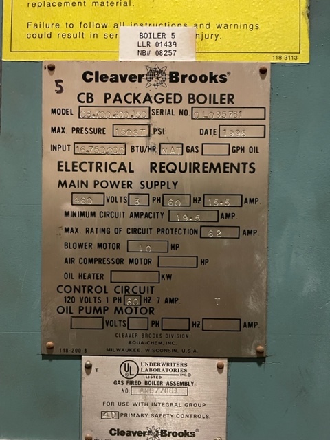 400 HP Cleaver-Brooks Boiler, 150 PSI, natural gas fired, beautiful boiler inside and outside, as-is, loaded - Image 4