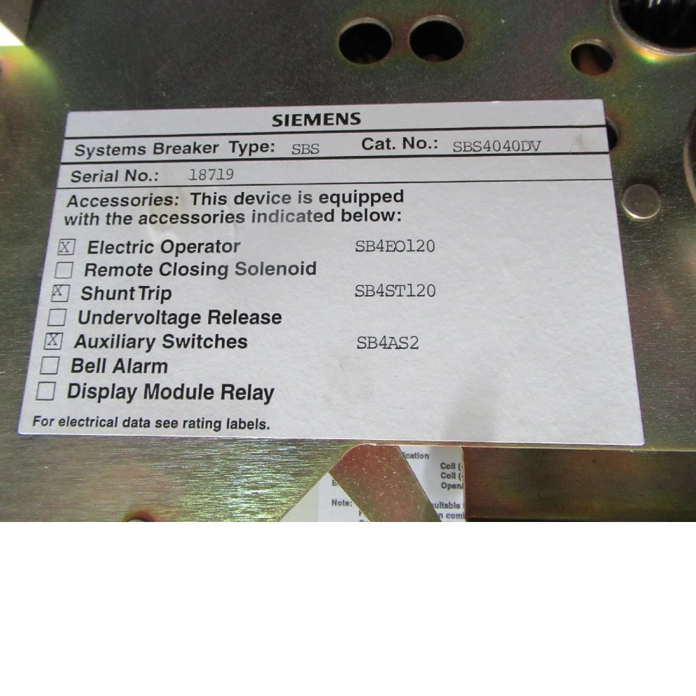 4000 Amps, Siemens, SBS4040, SBS4040DV, SB40TLSG, EO/DO SHUNT - Image 5