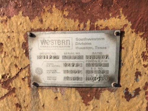 1200 HP @ 1200 RPM, Western #2112MS, 4400 RPM out, 3.66 :1 ratio, 2.05 service factor - Image 3