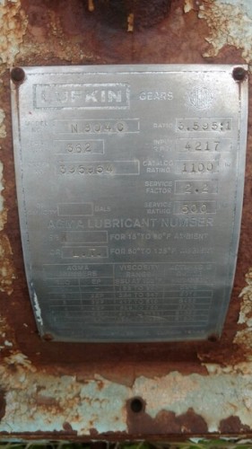 500 HP @ 1173 RPM, Lufkin #N804C, 4217 RPM out, 3.59 :1 ratio, 2.20 service factor, s/n 362 - Image 2