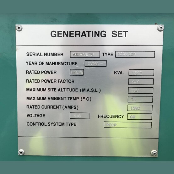 1250 KW Cummins #18V.180, Natural gas generator set, 347/600 Volts, 3-phase, 1200 RPM, QSV91 engine, Stamford - Image 9