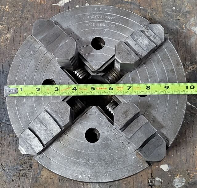 10" Pratt & Whitney, 4-jaw chuck, Flat Back - Image 6