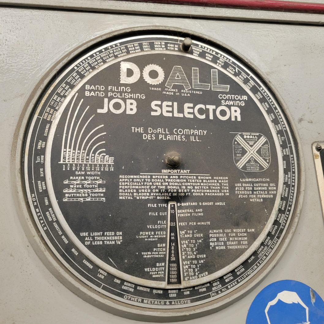 DoAll #36-R, vertical bandsaw, 19' 1" x .75" blade, 36" wheel, 7.5 HP, 1951 - Image 9