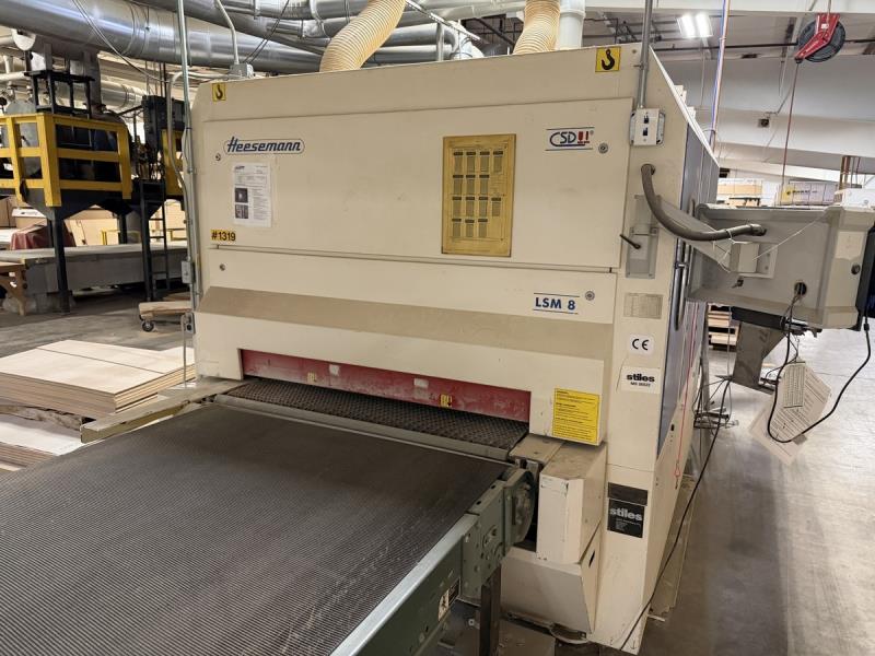 53" Heesemann #LSM-8, 4-head wide belt sander, crossbelt drum, combination, cleaning brush head, 2004 - Image 2