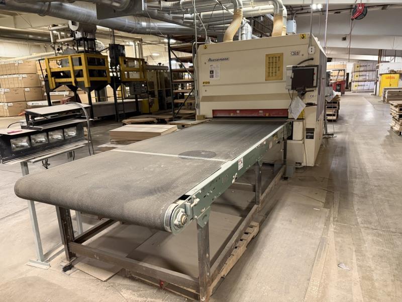 53" Heesemann #LSM-8, 4-head wide belt sander, crossbelt drum, combination, cleaning brush head, 2004 - Image 4