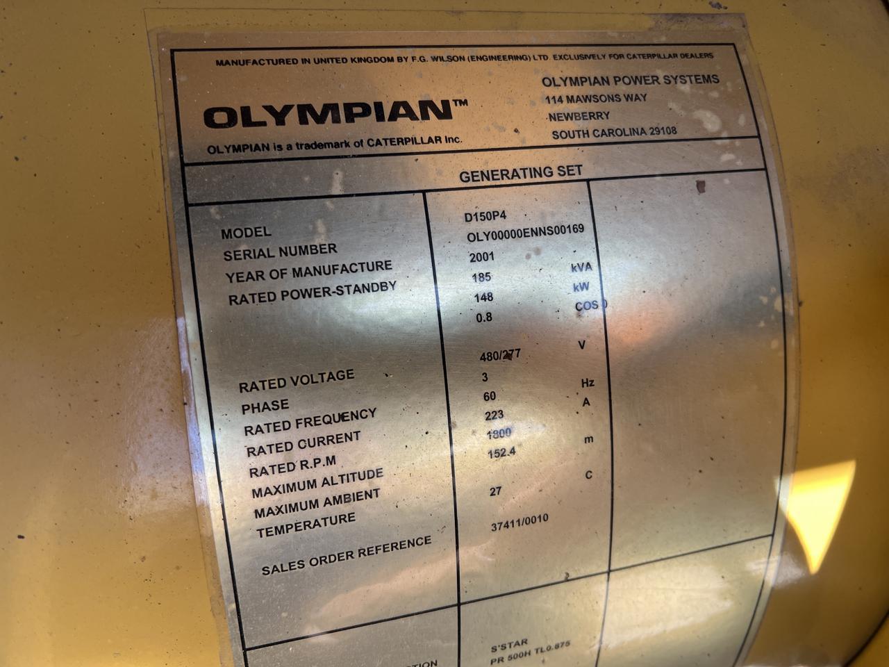 150 KW Caterpillar/Olympian #D150P4, Diesel Generator, 277/480 Volts, 1800 RPM, circuit breaker, 1PH/3PH, 216 - Image 10