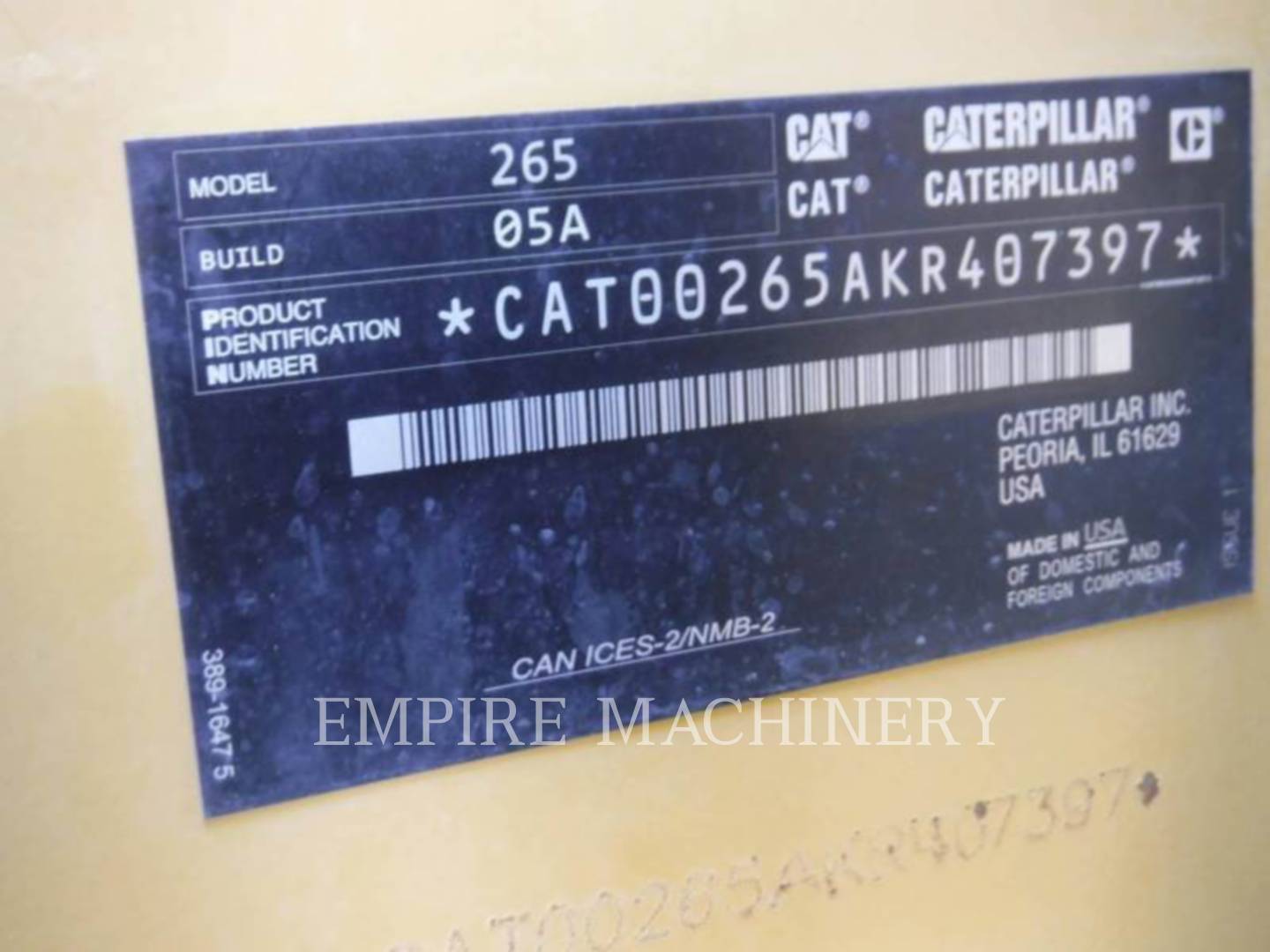 Cat 265-5 CA, Skid Steer Loader, 301 hours, S/N: KR407397, 2025 - Image 8