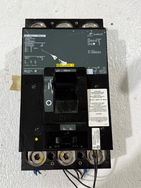 400 Amps, Square D #LAL364008041, Molded Case Circuit Breaker, 3-pole, 600 VAC/250 VDC, 3PH - Image 1