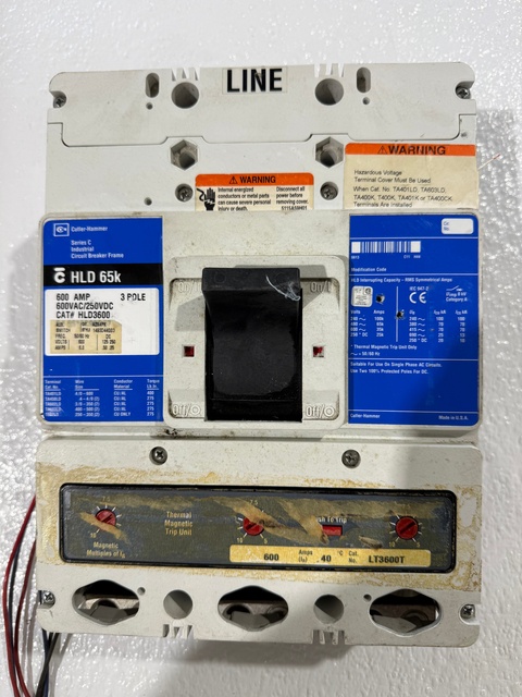 600 Amps, Cutler-Hammer #HLD3600, Molded Case Circuit Breaker, 3-pole, 600 VAC/250 VDC - Image 1