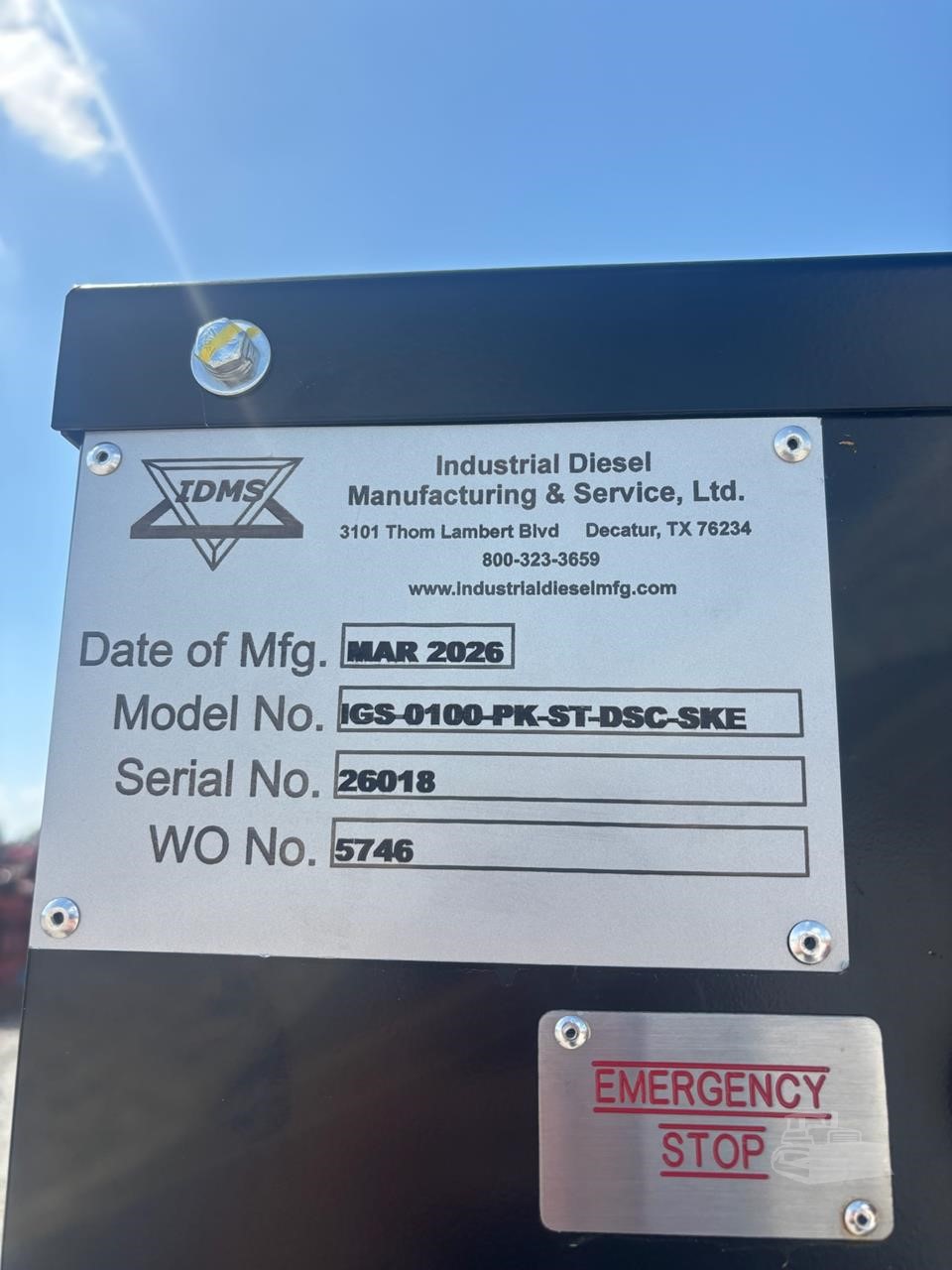100 KW IDMS #IGS-0100-PK-ST-DSC-SKE, Diesel Generator Set, 240/120 Volts, Perkins engine, 3PH, 2026 - Image 4