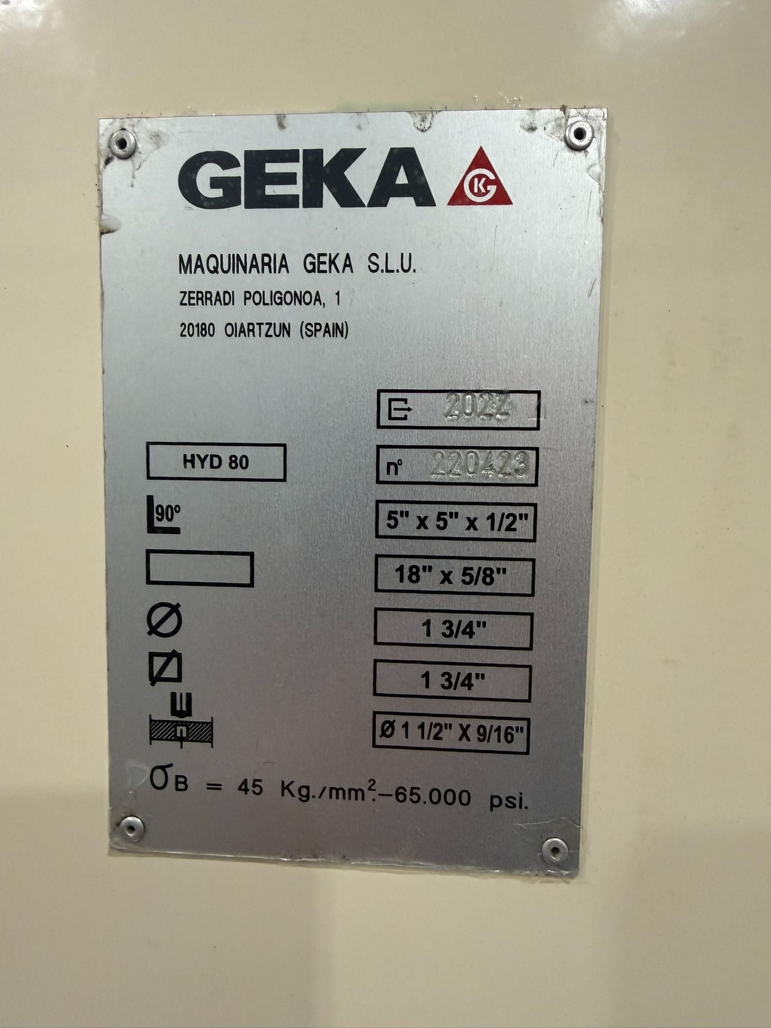 5" x 5" x 1/2" Geka #Hydracrop-80S, Ironworker, 88 ton, 12" throat, 2022 - Image 8