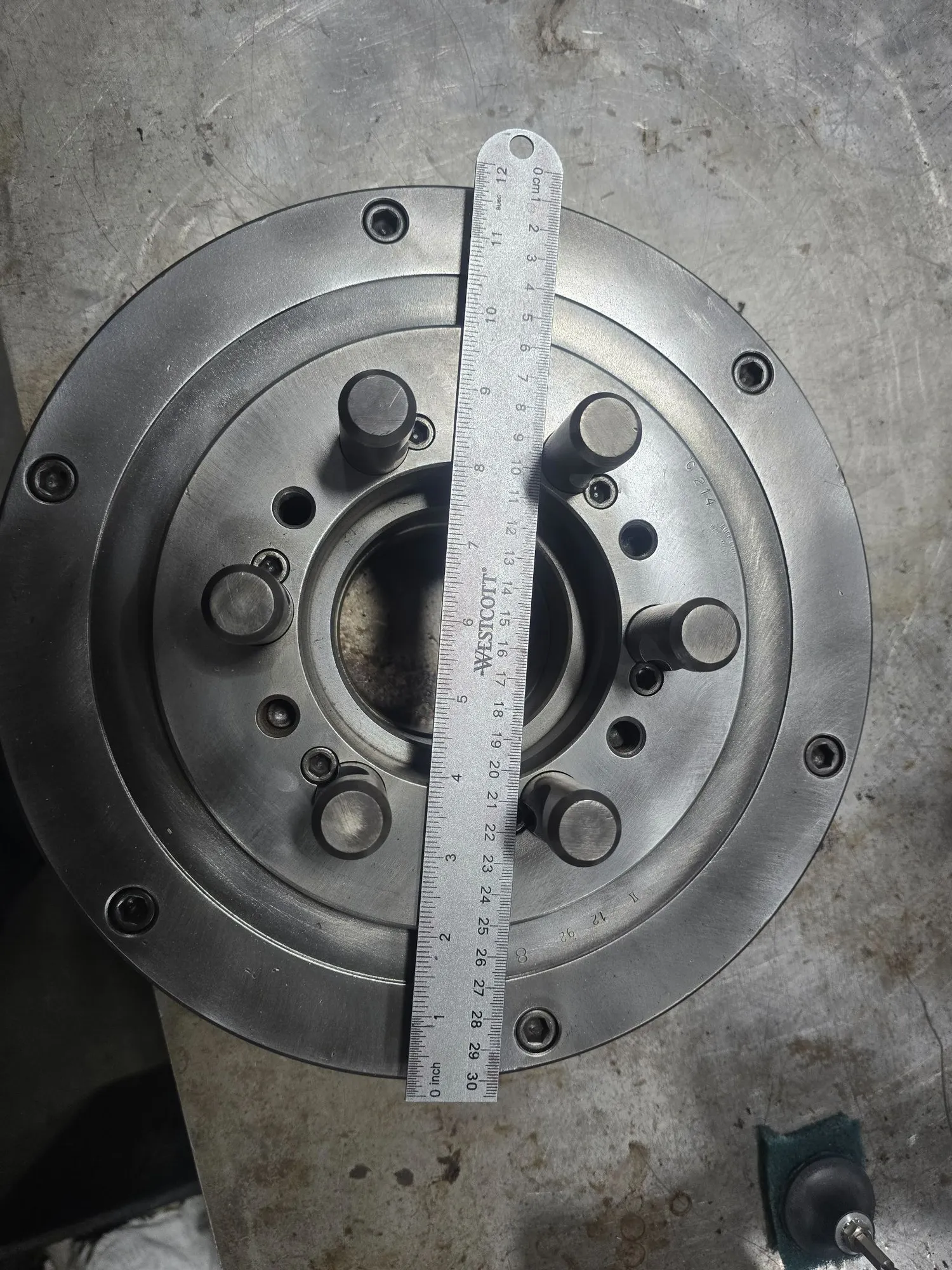 12" Buck, 3-jaw lathe chuck, D1-6 mount, 3-1/4" thru hole, 94055 - Image 1
