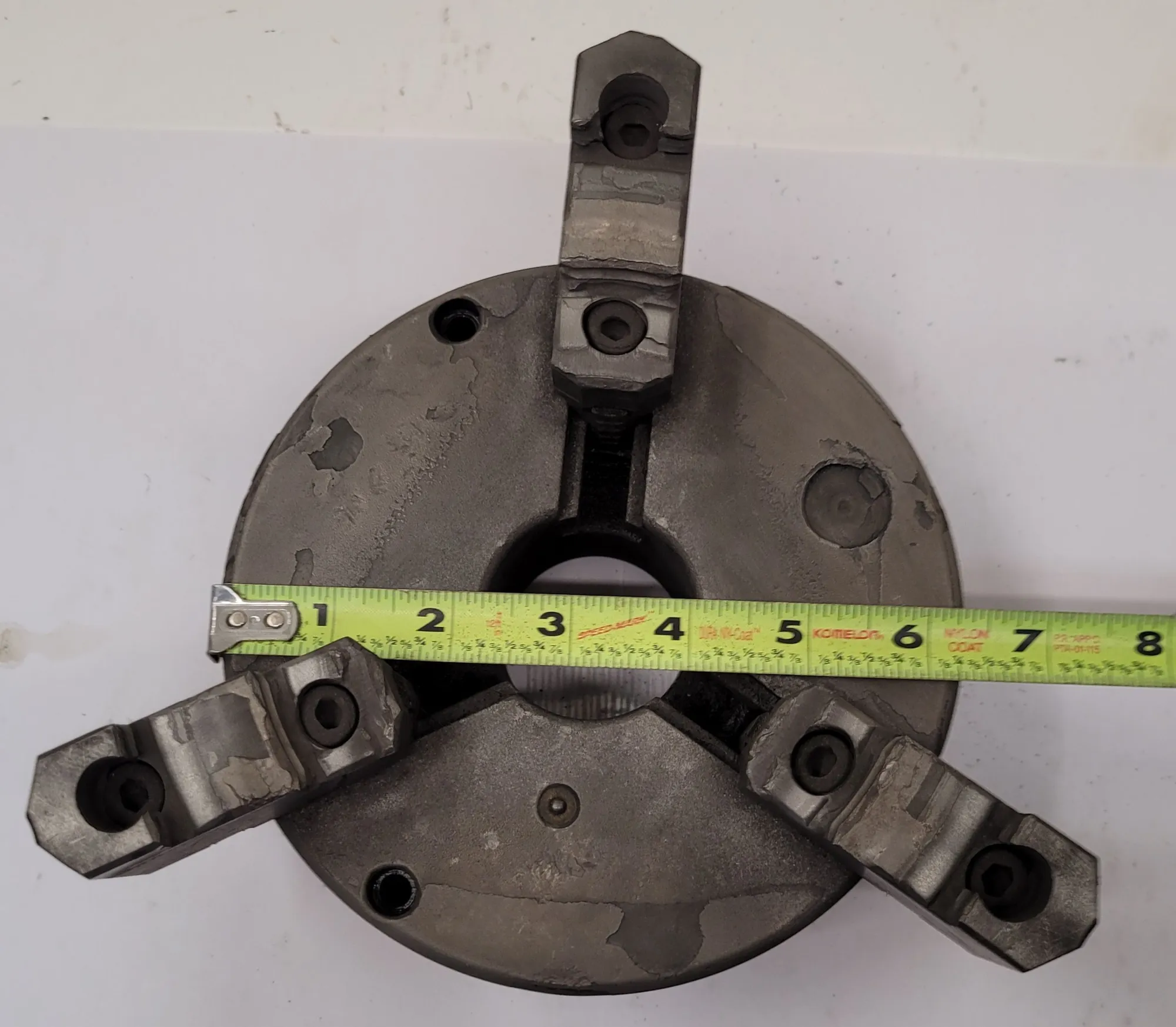 6" Bison, 3-jaw lathe chuck, 1-1/2" center hole, flat back, 94111 - Image 6