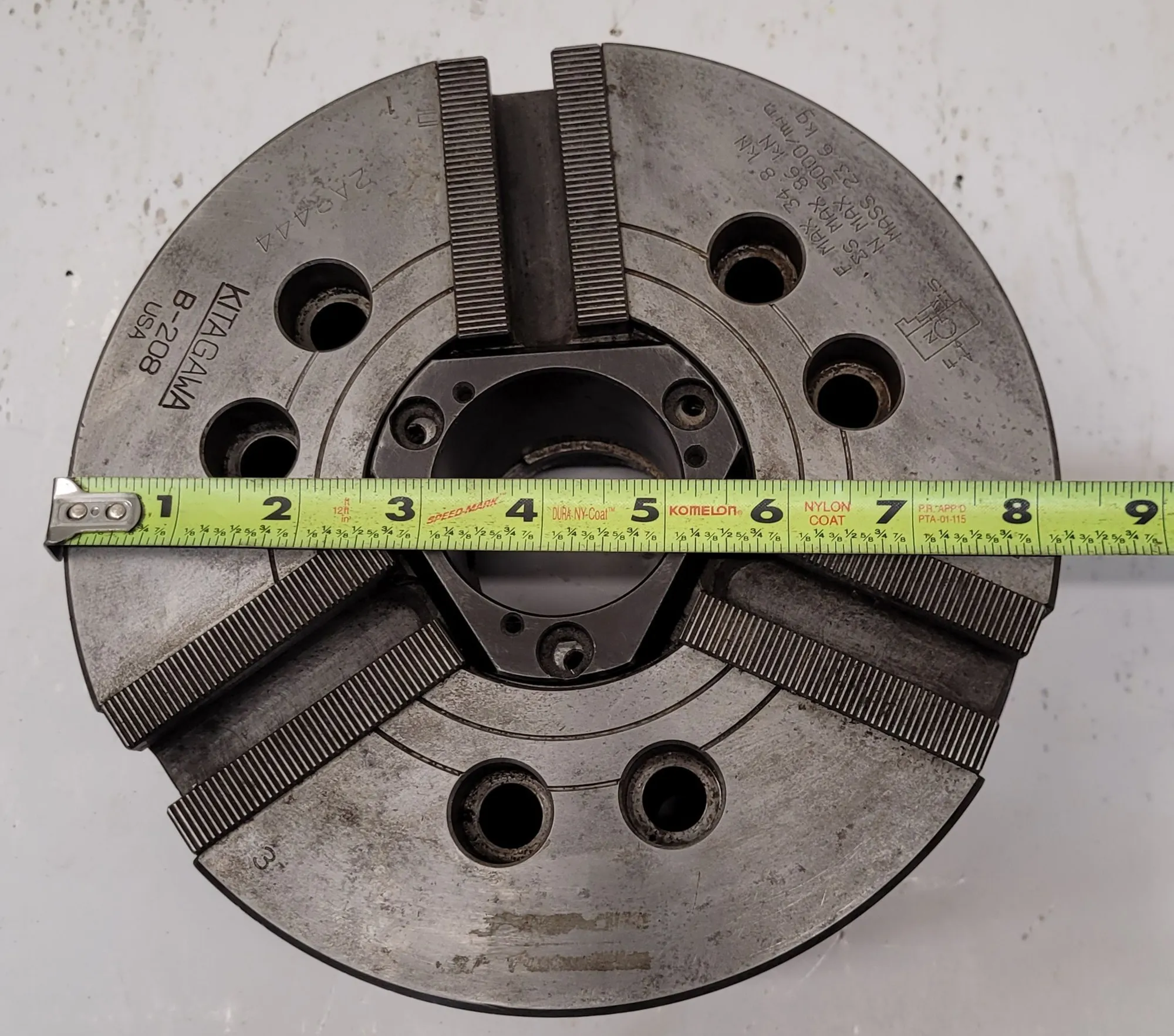 8-1/4" Kitagawa #B-208, 3-jaw open center power lathe chuck, 1.7" thru-hole, 92193 - Image 7