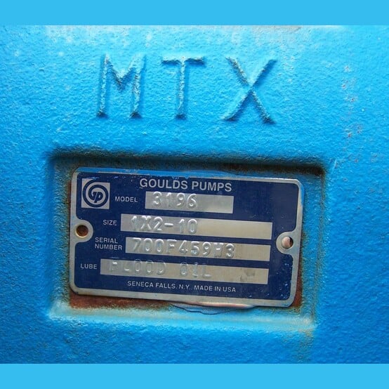 Gould #3196 MTX, Centrifugal Pump, 1x2-10, 9.125" impeller, 250 PSI max - Image 3