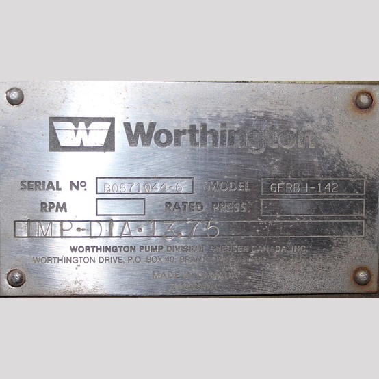 Worthington #6FRBH-142, Centrifugal Pump, 8" x 6", 13.75" impeller, 150 HP, 460 V., 1785 RPM - Image 4