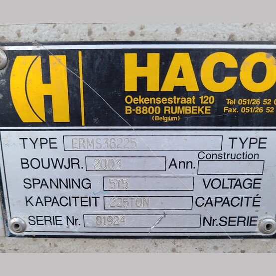 225 Ton, Haco #ERMS36225, CNC Press Brake, 12' overall, 124" Between Housing, 12" Throat, 8" Stroke, 575 V. - Image 6