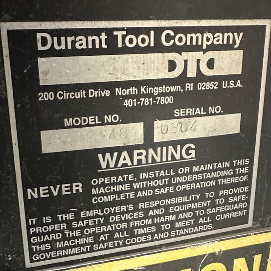 3,500 lb. Durant #3512-48, Pallet-Type Uncoiler, 48" diameter Turntable, 0-12 RPM - Image 8