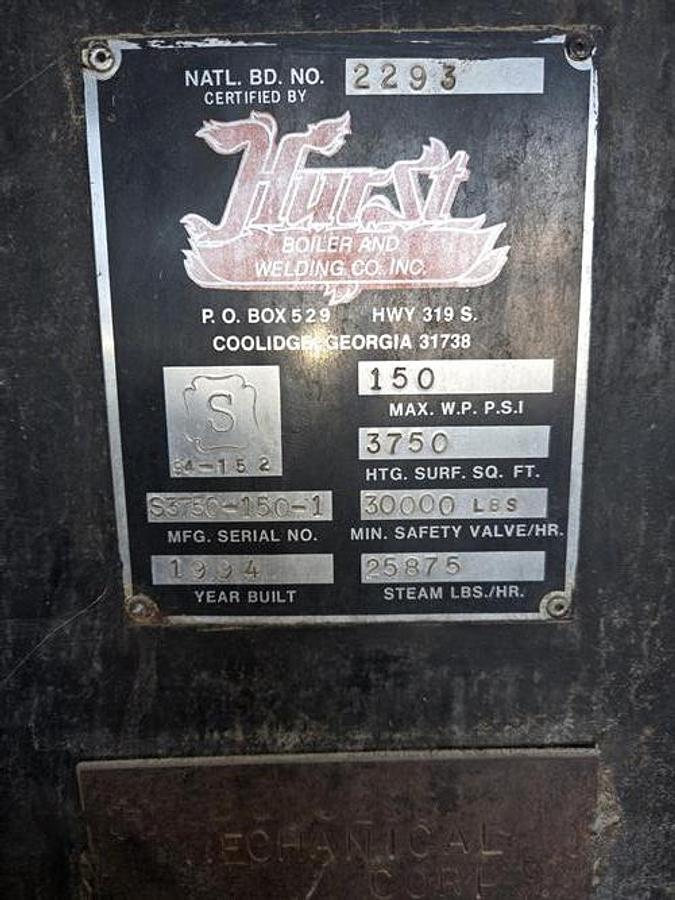 850 HP Hurst Boiler, gas fired, 25875 lb./hr steam, 150 psi, 1994 - Image 8