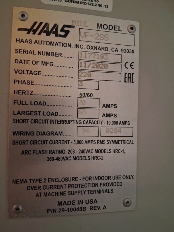 Haas #VF-2SS, CNC vertical machining center, 36" x14" tbl., 30" X, 16" Y, 20" Z, 30 HP, 12000 RPM, 30 - Image 7