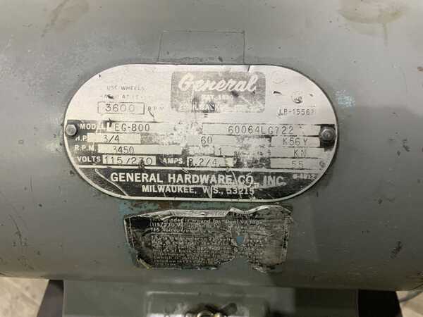 8" General #EG-800, double pedestal g5rinder, part rest, on pedestal, 3/4 HP, 3450 RPM - Image 9