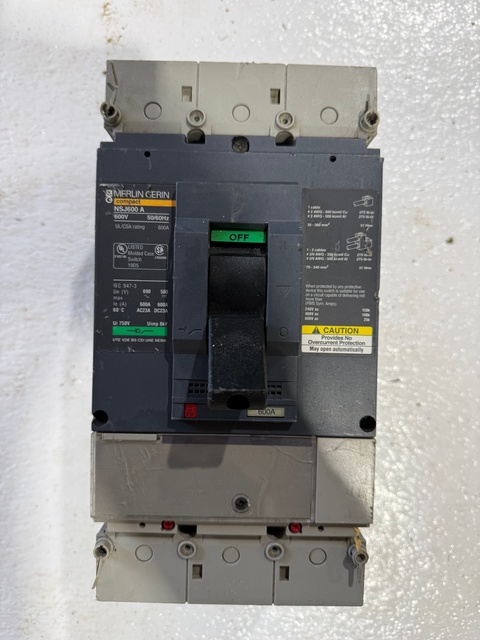 600 Amps, Merlin Gerin, NSJ600A, Molded Case Switch, 3-pole, 600 VAC - Image 1