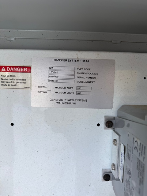 200 Amp. Generac, 0049401, Automatic Transfer Switch, 480 Volts, 3PH - Image 2