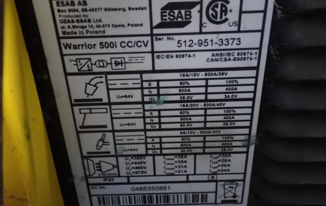 Esab #MIG-5000i, mig welder, 500 A, 460 V. - Image 7