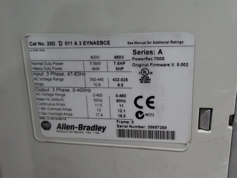 7.5 HP Allen-Bradley #20DD011A3EYNAEBCE, PowerFlex 700S AC drive, 342-528 Volts, 2014 - Image 6