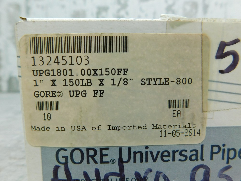 Gore Universal Pipe Gasket, Full Face, BOX of 10, 1" 150# 1/8", Style 800, PTFE FF, unused (5 available) - Image 2
