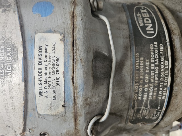 Wells-Index #745, Vertical Knee Mill, 9" x 46" table, 1.5 HP, 2850 RPM, 220/440 Volts, 3PH, 1973 - Image 2