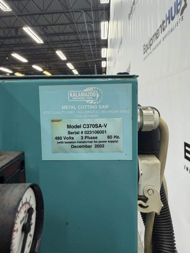 14.5" KMT, Kalamazoo #C370SA-V, vertical column semi-automatic cold saw with conveyor, 2002 - Image 8