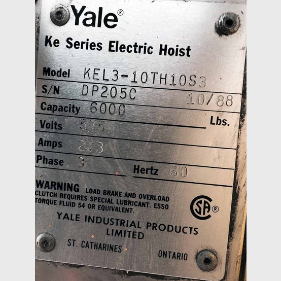 3 Ton, Demag electric hoist, 6000 lb. Yale KEL310TH10S3 trolley - Image 5