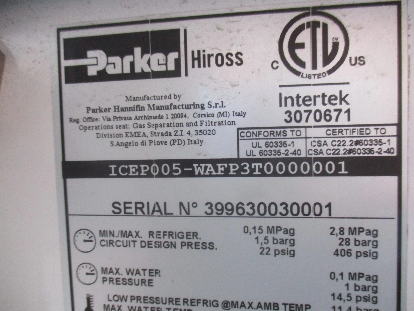 Parker Hyperchill Plus #ICEPOO5-WAFP3T, chiller, non-ferrous hydraulic circuit, 2019 - Image 5