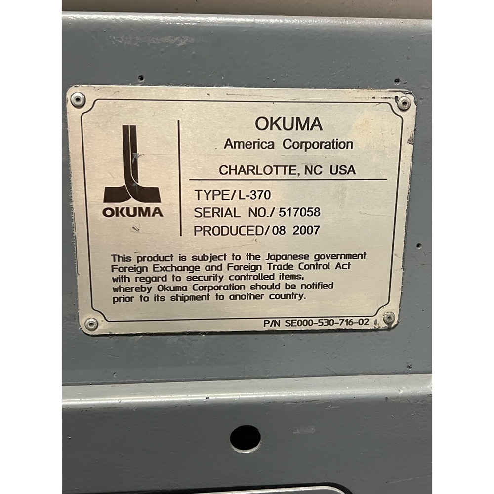 Okuma #Captain-L370W, CNC lathe, 20.8" swing, 2.44" bore, 14.57" dia., 19.685" lgth, A2-6, OSP-P200L - Image 2
