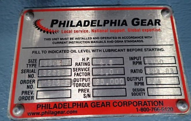 Philadelphia Gear, gear reducer, 393.83:1 ratio, 4.6 HP, 1750 RPM - Image 5